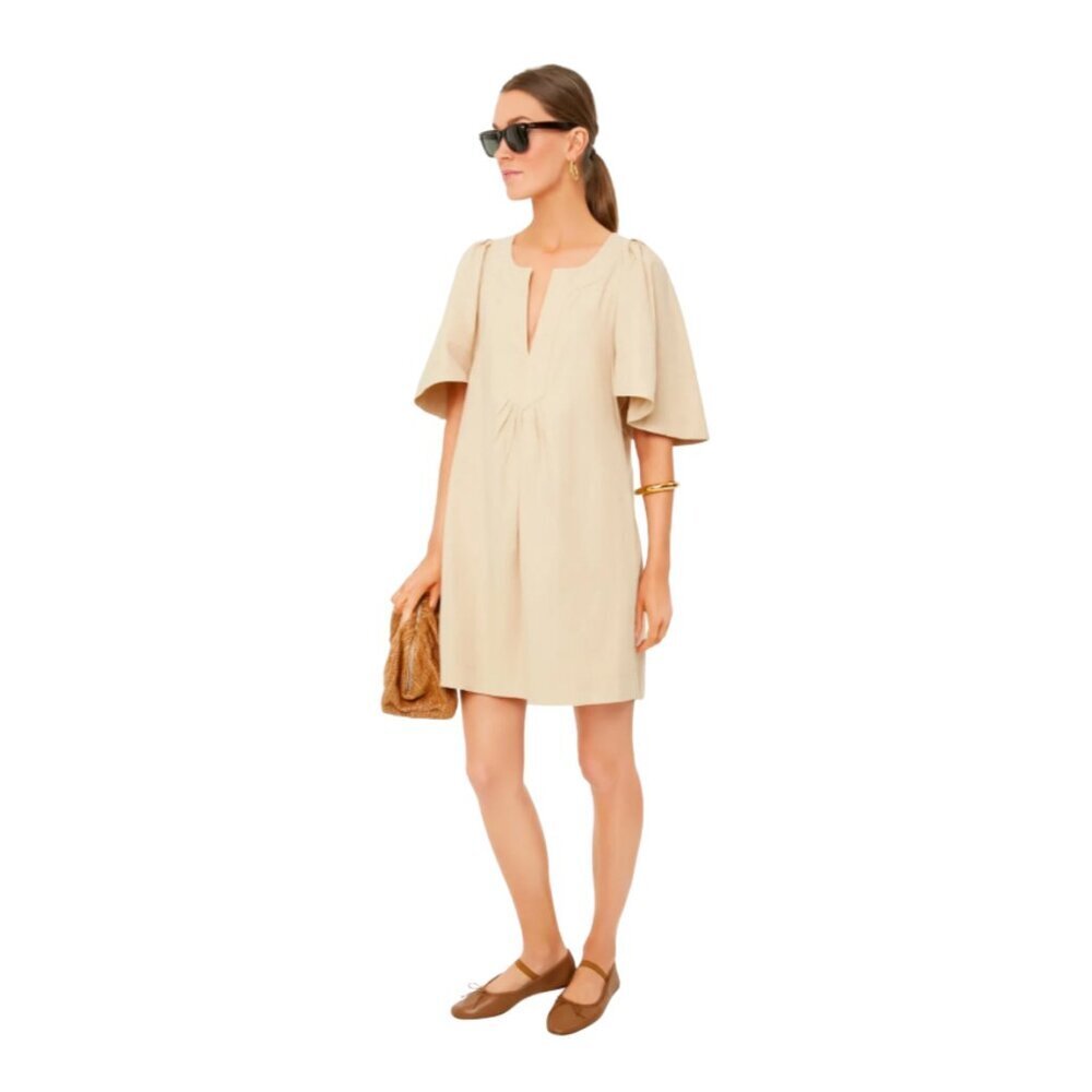 Tuckernuck Pomander Place Finley Flutter Sleeve Mini Dress Boho Beige Tan - XS